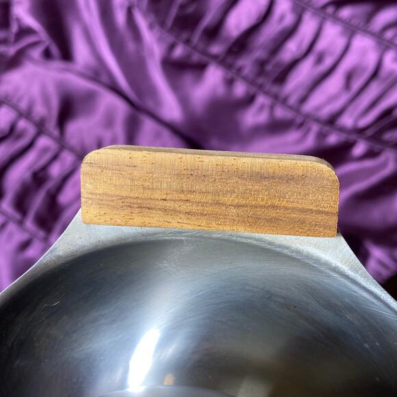 Vintage JAPAN Stainless Steel Gravy Sauce Dip Serving Bowl Wooden Altar Witchy - Picture 9 of 13